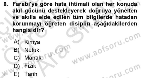 Ortaçağ Felsefesi 2 Dersi 2021 - 2022 Yılı (Vize) Ara Sınav Soruları 8. Soru