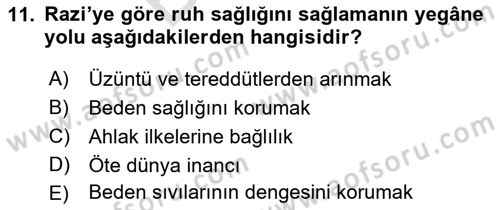 Ortaçağ Felsefesi 2 Dersi 2021 - 2022 Yılı (Final) Dönem Sonu Sınav Soruları 11. Soru