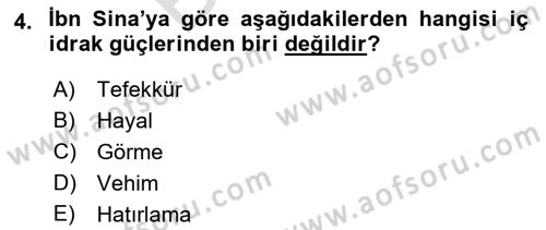 Ortaçağ Felsefesi 2 Dersi 2021 - 2022 Yılı (Final) Dönem Sonu Sınav Soruları 4. Soru