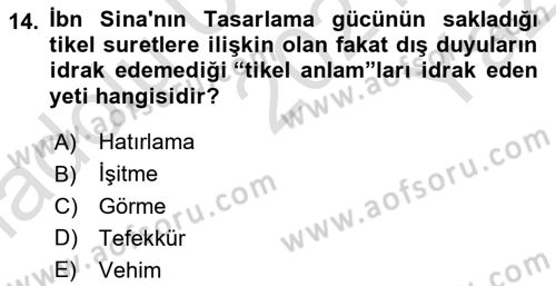 Ortaçağ Felsefesi 2 Dersi 2021 - 2022 Yılı Yaz Okulu Sınavı 14. Soru