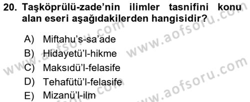 Ortaçağ Felsefesi 2 Dersi 2021 - 2022 Yılı Yaz Okulu Sınavı 20. Soru