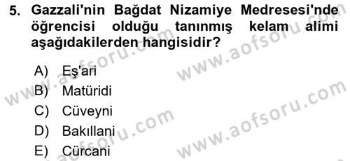 Ortaçağ Felsefesi 2 Dersi 2021 - 2022 Yılı Yaz Okulu Sınavı 5. Soru