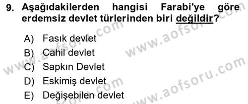 Ortaçağ Felsefesi 2 Dersi 2021 - 2022 Yılı Yaz Okulu Sınavı 9. Soru