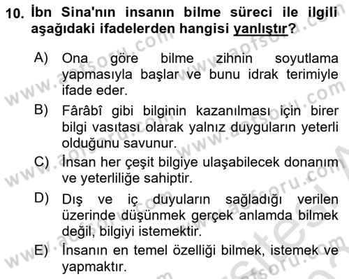 Ortaçağ Felsefesi 2 Dersi 2022 - 2023 Yılı Yaz Okulu Sınav Soruları 10. Soru