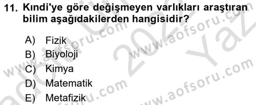 Ortaçağ Felsefesi 2 Dersi 2022 - 2023 Yılı Yaz Okulu Sınav Soruları 11. Soru