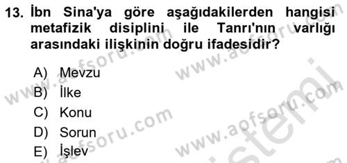 Ortaçağ Felsefesi 2 Dersi 2022 - 2023 Yılı Yaz Okulu Sınav Soruları 13. Soru