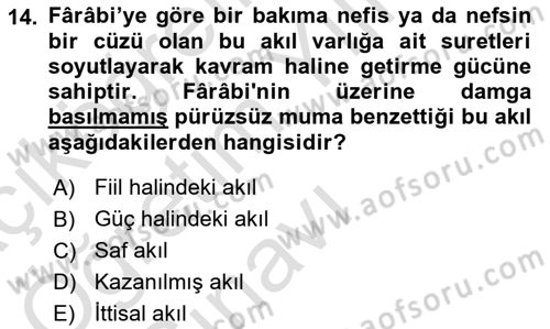Ortaçağ Felsefesi 2 Dersi 2022 - 2023 Yılı Yaz Okulu Sınav Soruları 14. Soru