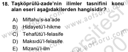 Ortaçağ Felsefesi 2 Dersi 2022 - 2023 Yılı Yaz Okulu Sınav Soruları 18. Soru