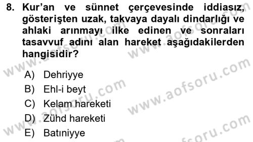 Ortaçağ Felsefesi 2 Dersi 2022 - 2023 Yılı Yaz Okulu Sınav Soruları 8. Soru