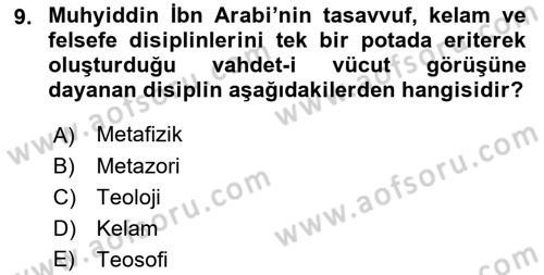 Ortaçağ Felsefesi 2 Dersi 2022 - 2023 Yılı Yaz Okulu Sınav Soruları 9. Soru