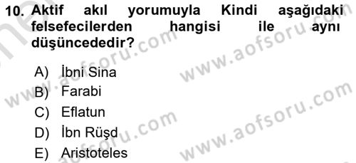 Ortaçağ Felsefesi 2 Dersi 2023 - 2024 Yılı (Vize) Ara Sınav Soruları 10. Soru