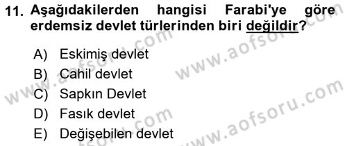 Ortaçağ Felsefesi 2 Dersi 2023 - 2024 Yılı (Vize) Ara Sınav Soruları 11. Soru