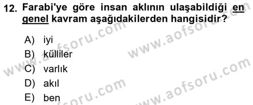 Ortaçağ Felsefesi 2 Dersi 2023 - 2024 Yılı (Vize) Ara Sınav Soruları 12. Soru
