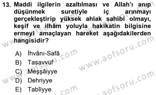 Ortaçağ Felsefesi 2 Dersi 2023 - 2024 Yılı (Vize) Ara Sınav Soruları 13. Soru