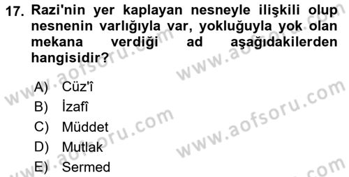 Ortaçağ Felsefesi 2 Dersi 2023 - 2024 Yılı (Vize) Ara Sınav Soruları 17. Soru