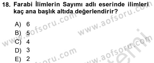 Ortaçağ Felsefesi 2 Dersi 2023 - 2024 Yılı (Vize) Ara Sınav Soruları 18. Soru