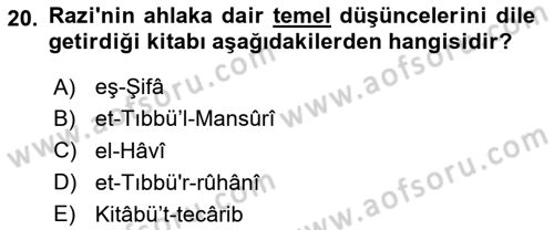 Ortaçağ Felsefesi 2 Dersi 2023 - 2024 Yılı (Vize) Ara Sınav Soruları 20. Soru