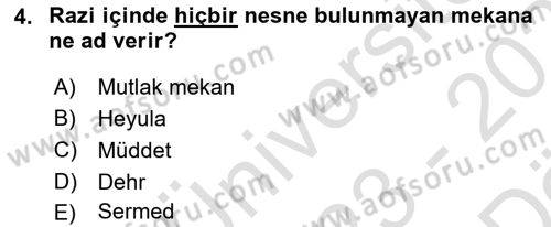 Ortaçağ Felsefesi 2 Dersi 2023 - 2024 Yılı (Vize) Ara Sınav Soruları 4. Soru