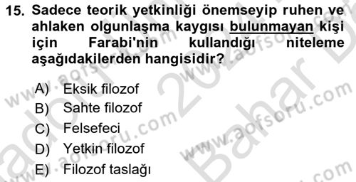 Ortaçağ Felsefesi 2 Dersi 2024 - 2025 Yılı (Vize) Ara Sınav Soruları 15. Soru