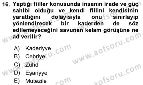 Ortaçağ Felsefesi 2 Dersi 2024 - 2025 Yılı (Vize) Ara Sınav Soruları 16. Soru