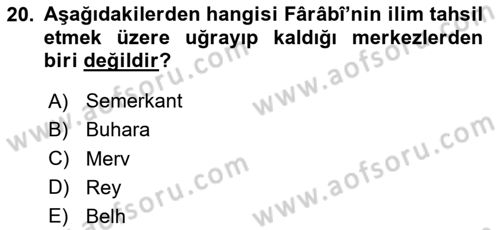 Ortaçağ Felsefesi 2 Dersi 2024 - 2025 Yılı (Vize) Ara Sınav Soruları 20. Soru