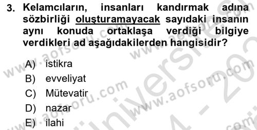 Ortaçağ Felsefesi 2 Dersi 2024 - 2025 Yılı (Vize) Ara Sınav Soruları 3. Soru