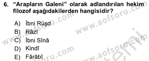 Ortaçağ Felsefesi 2 Dersi 2024 - 2025 Yılı (Vize) Ara Sınav Soruları 6. Soru