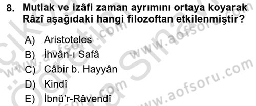Ortaçağ Felsefesi 2 Dersi 2024 - 2025 Yılı (Vize) Ara Sınav Soruları 8. Soru