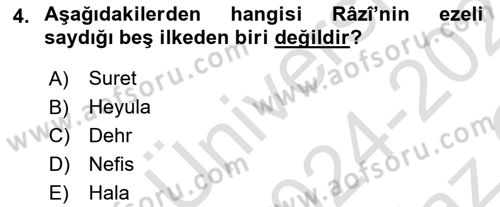 Ortaçağ Felsefesi 2 Dersi 2024 - 2025 Yılı Yaz Okulu Sınav Soruları 4. Soru