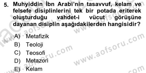 Ortaçağ Felsefesi 2 Dersi 2024 - 2025 Yılı Yaz Okulu Sınav Soruları 5. Soru