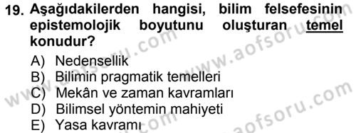 Felsefe Dersi Ara Sınavı Deneme Sınav Soruları 19. Soru