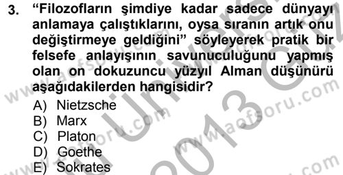 Felsefe Dersi Ara Sınavı Deneme Sınav Soruları 3. Soru