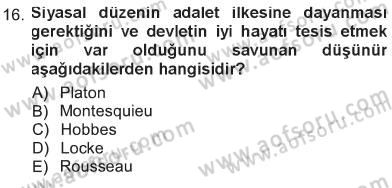 Felsefe Dersi 2012 - 2013 Yılı Tek Ders Sınav Soruları 16. Soru