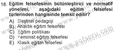 Felsefe Dersi 2012 - 2013 Yılı Tek Ders Sınav Soruları 18. Soru