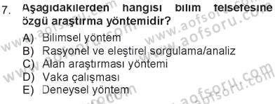 Felsefe Dersi 2012 - 2013 Yılı Tek Ders Sınav Soruları 7. Soru