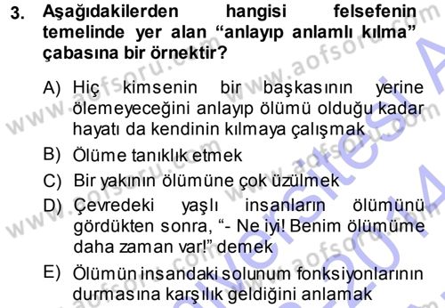 Felsefe Dersi Ara Sınavı Deneme Sınav Soruları 3. Soru