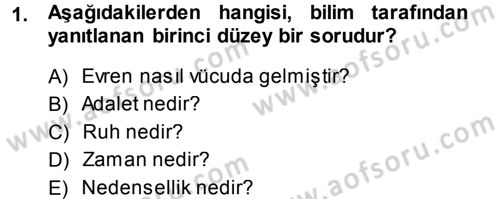 Felsefe Dersi 2013 - 2014 Yılı (Final) Dönem Sonu Sınav Soruları 1. Soru