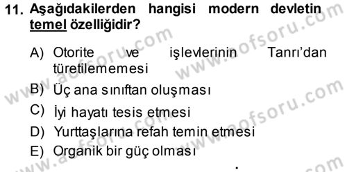 Felsefe Dersi 2013 - 2014 Yılı (Final) Dönem Sonu Sınav Soruları 11. Soru