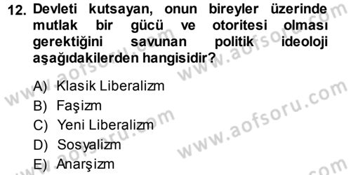 Felsefe Dersi 2013 - 2014 Yılı (Final) Dönem Sonu Sınav Soruları 12. Soru