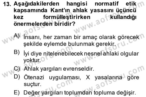 Felsefe Dersi 2013 - 2014 Yılı Tek Ders Sınav Soruları 13. Soru