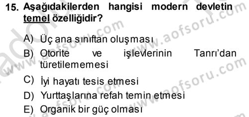 Felsefe Dersi 2013 - 2014 Yılı Tek Ders Sınav Soruları 15. Soru
