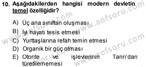 Felsefe Dersi 2014 - 2015 Yılı (Final) Dönem Sonu Sınav Soruları 10. Soru