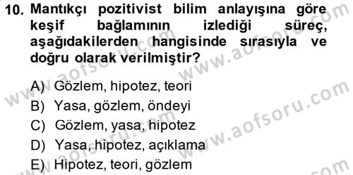 Felsefe Dersi 2014 - 2015 Yılı Tek Ders Sınav Soruları 10. Soru
