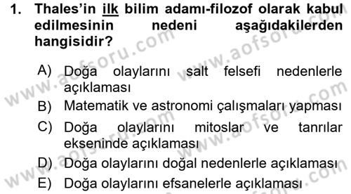 Felsefe Dersi 2015 - 2016 Yılı (Vize) Ara Sınav Soruları 1. Soru
