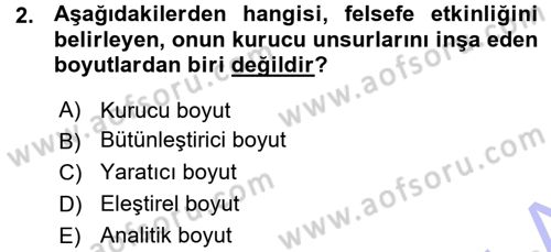 Felsefe Dersi Ara Sınavı Deneme Sınav Soruları 2. Soru