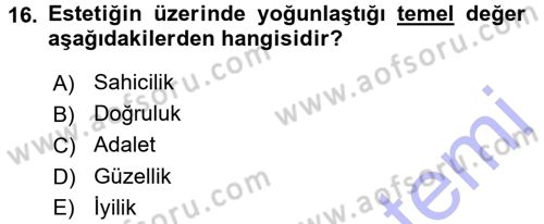 Felsefe Dersi 2015 - 2016 Yılı (Final) Dönem Sonu Sınav Soruları 16. Soru
