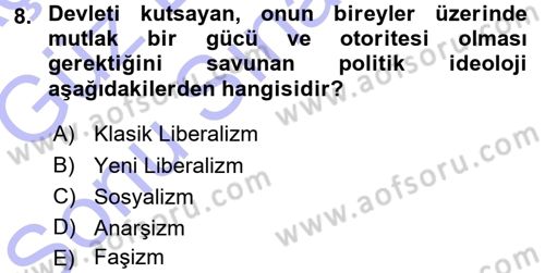 Felsefe Dersi 2015 - 2016 Yılı (Final) Dönem Sonu Sınav Soruları 8. Soru