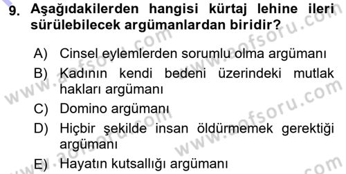 Felsefe Dersi 2015 - 2016 Yılı (Final) Dönem Sonu Sınav Soruları 9. Soru