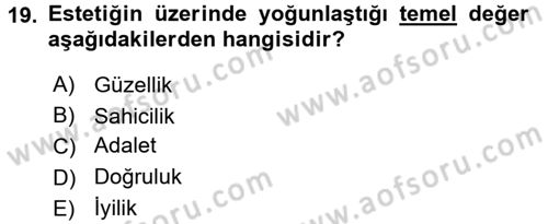 Felsefe Dersi 2015 - 2016 Yılı Tek Ders Sınav Soruları 19. Soru