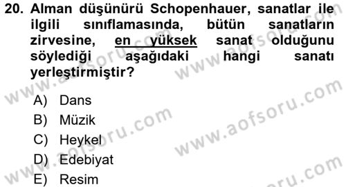 Felsefe Dersi 2015 - 2016 Yılı Tek Ders Sınav Soruları 20. Soru